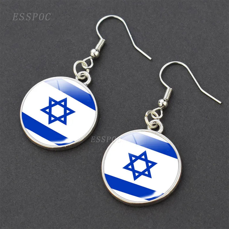 National Flag Pattern Dangle Earrings Israel Russia United States France Italy Germany Spain Flag Women Hook Earring Jewelry