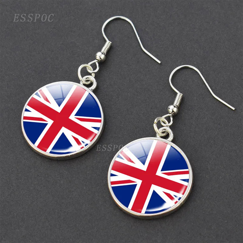 National Flag Pattern Dangle Earrings Israel Russia United States France Italy Germany Spain Flag Women Hook Earring Jewelry