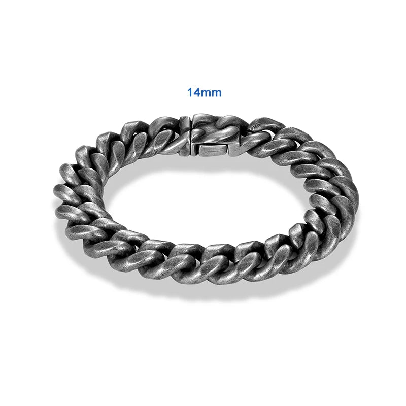 MKENDN Vintage Oxidized black Chain Men's Bracelet Stainless Steel Curb Cuban Link Chain Bangle Male Women Hiphop Trendy Jewelry