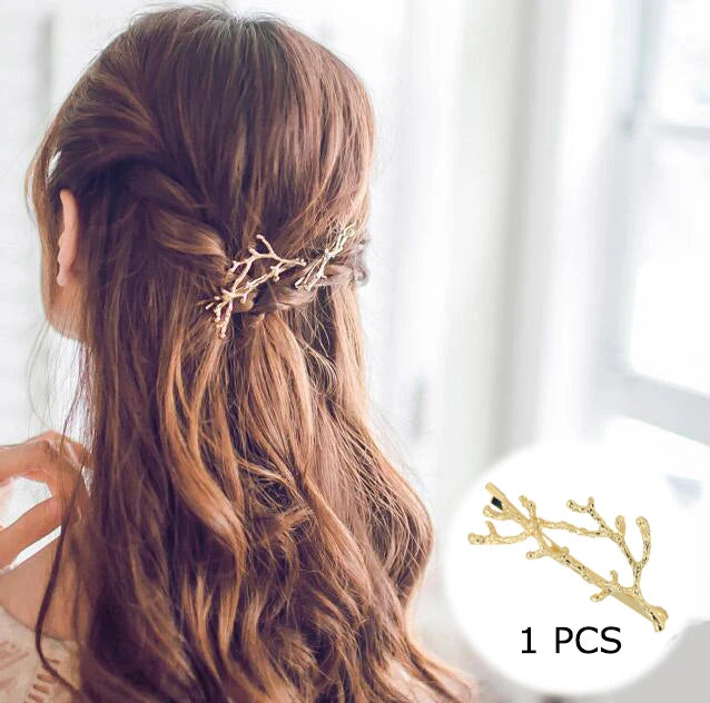 Fashion Metal Leaf Hair Clip Barrettes Hairpin Barrette Hair Claws Women Girls Trend Charm Moon Round Triangle