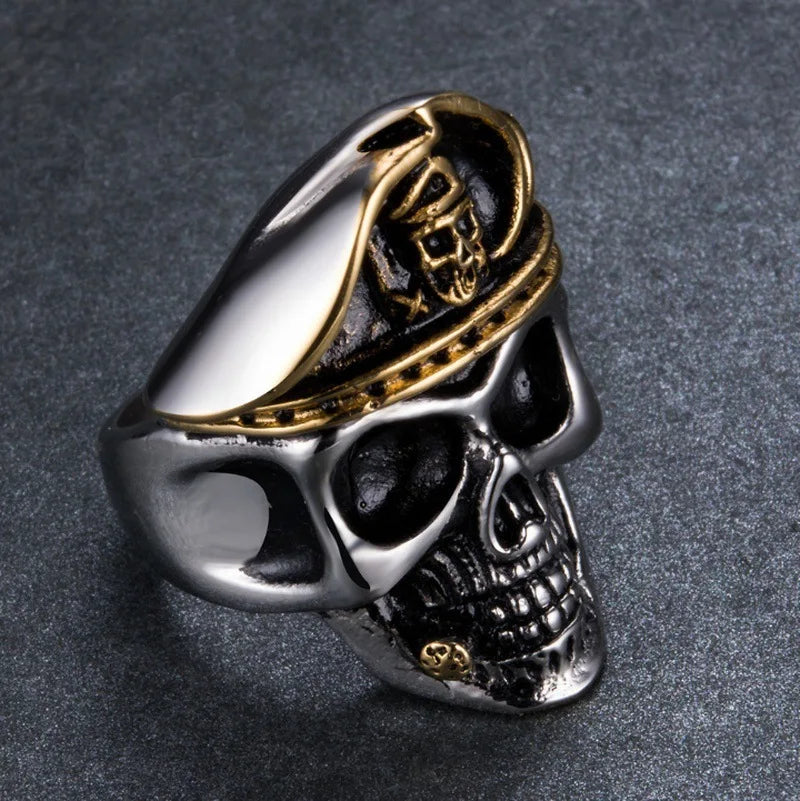 Classic Special Forces Officer Skull Ring Men Rock Biker Jewelry