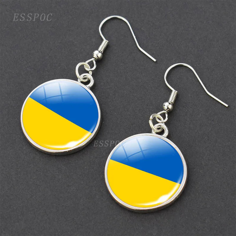 National Flag Pattern Dangle Earrings Israel Russia United States France Italy Germany Spain Flag Women Hook Earring Jewelry