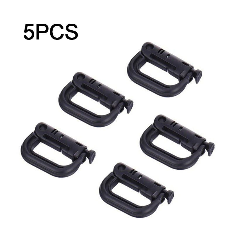 5Pcs/lot Grimloc Molle Carabiner D Locking Ring Plastic Buckle Outdoor Bag Molle Tactical Backpack Carabiner Keyring ABS Snap