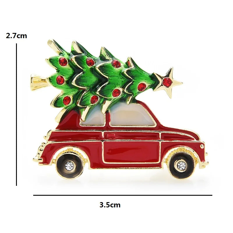 New Year Enamel Car Christmas Tree Brooch Pins Women Fashion Jewelry Gift Trendy Brooches