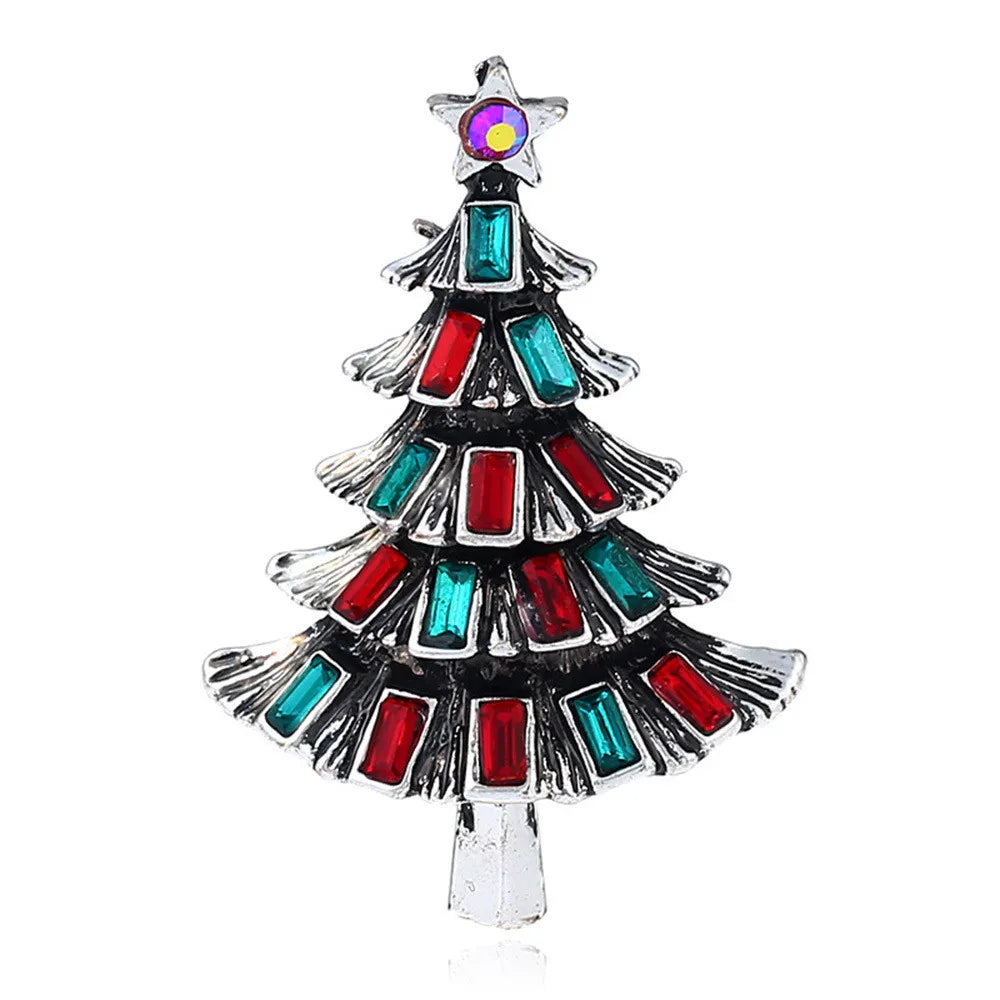 Broches d'arbre de Noël pour femmes Broche d'arbre de Noël en strass Cadeau Bijoux de mode Broche de festival Broches de manteau d'hiver