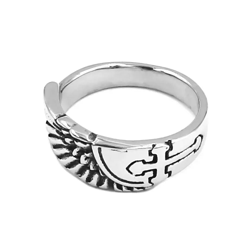 Fashion Wing Cross Ring Stainless Steel Jewelry Eagle Wings biker Ring For Mens Women Gift Wholesale SWR0987A