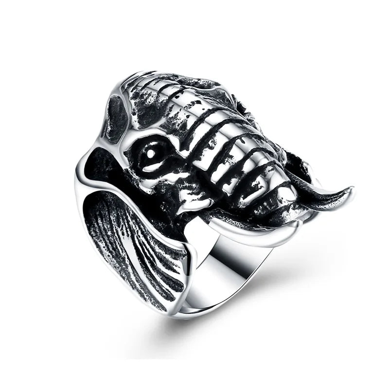 Personality Animal Dragon Elephant Lion Tiger Wolf Rings for Men Stainless Steel Cool Biker Ring Fashion Jewelry Accessories