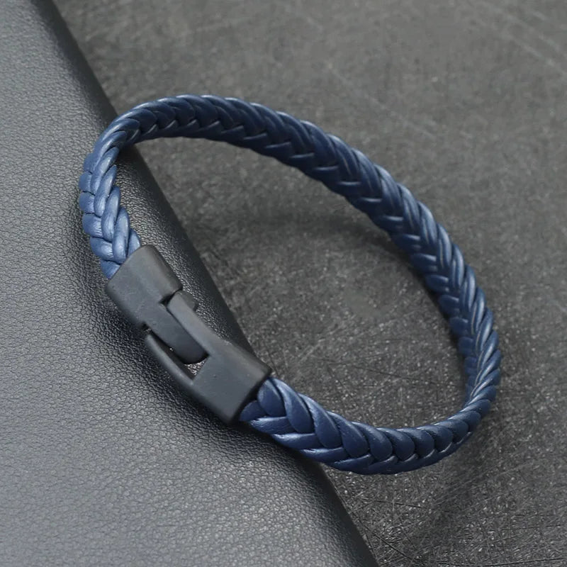 Noter New Men Leather Bracelet Handmade Weaven Easy Hook Punk Braclet Homme Leisure Accessories Hiphop Rock Braslet Pulseira