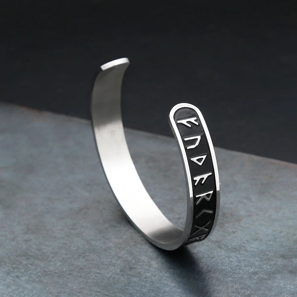 Nordic Stainless Steel Vikings Rune Bracelet Fashion Opening Simple Cuff Bangles For Men Women Amulet Jewelry Gifts Dropshipping