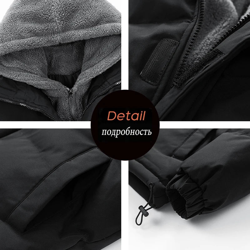 Winter Men Thick Casual Hooded Parka Jacket Man Fleece Classic Outdoor Parka Overcoat Male Sport Outwear Parka Plus Size 7XL 8XL