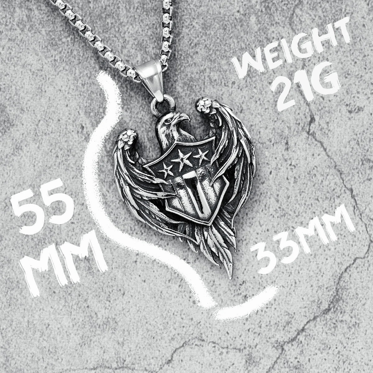 Hawk Shield Pendants Men Necklace 316L Stainless Steel Wild Eagle Star Medal Chain Rock Party for Friend Male Jewelry Best Gift