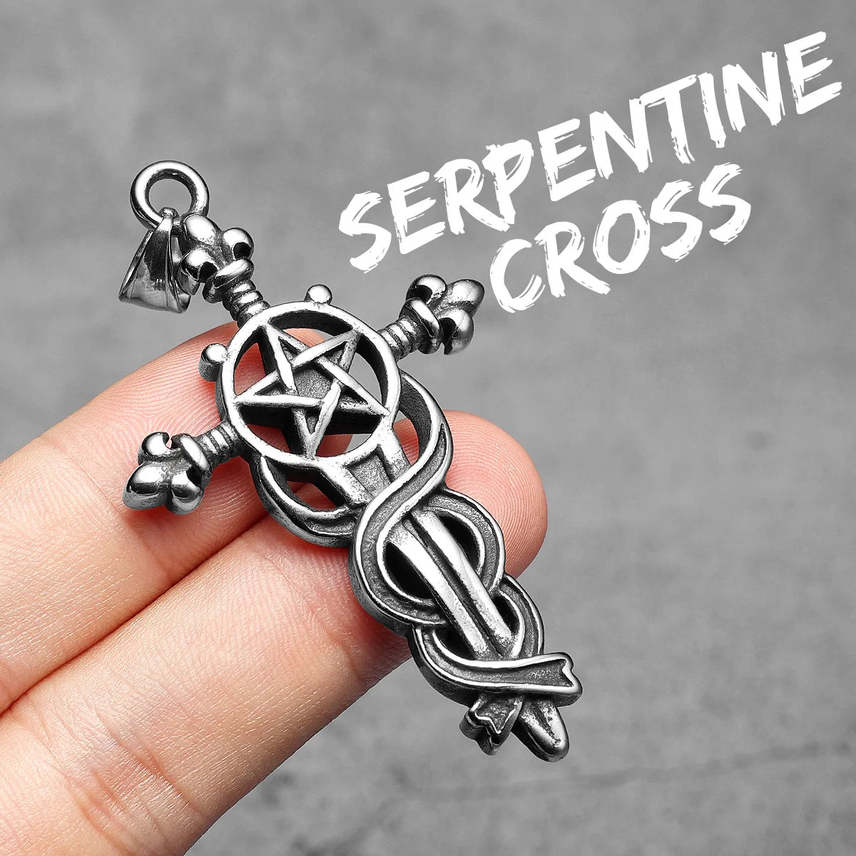 Serpentine Cross Pendants Retro Star Necklace 316L Stainless Steel Men Chains Rock Party Jewelry Gift for Male Friends Wholesale