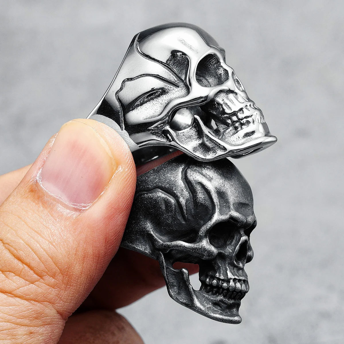 Original Skull Men Ring 316L Stainless Steel High Polished Rock Punk HipHop Rap for Biker Rider Male Boyfriend Jewelry Best Gift