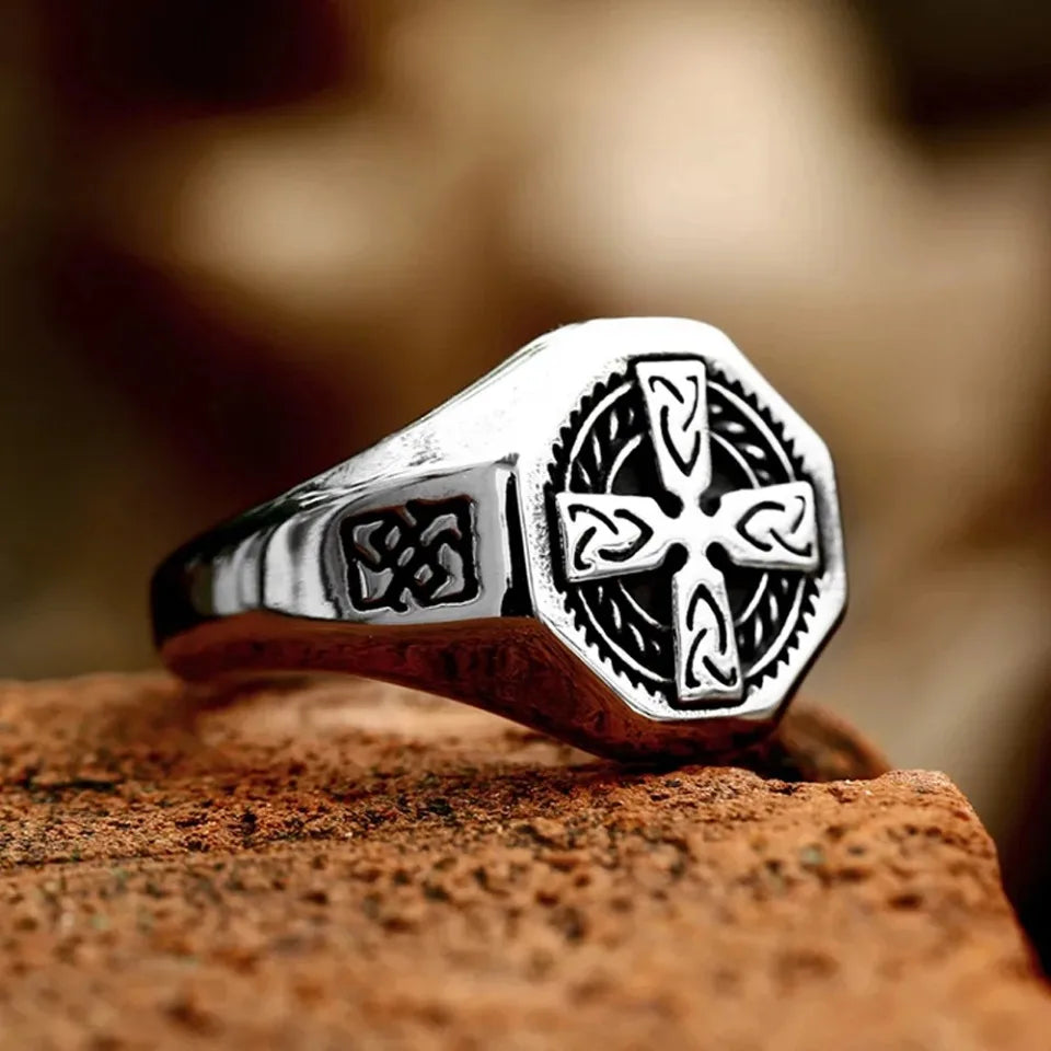 Vintage Fashion Stainless Steel Cross Rings For Men Women Nordic Viking Valknut Celtic Ring Amulet Jewelry Gifts Dropshipping