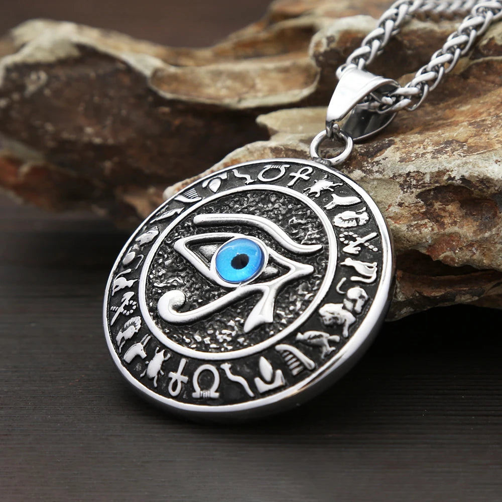 New Vintage Eye of Horus Pendant Necklace For Men Women Stainless Steel Personality Punk Religious Jewelry Gifts Dropshipping