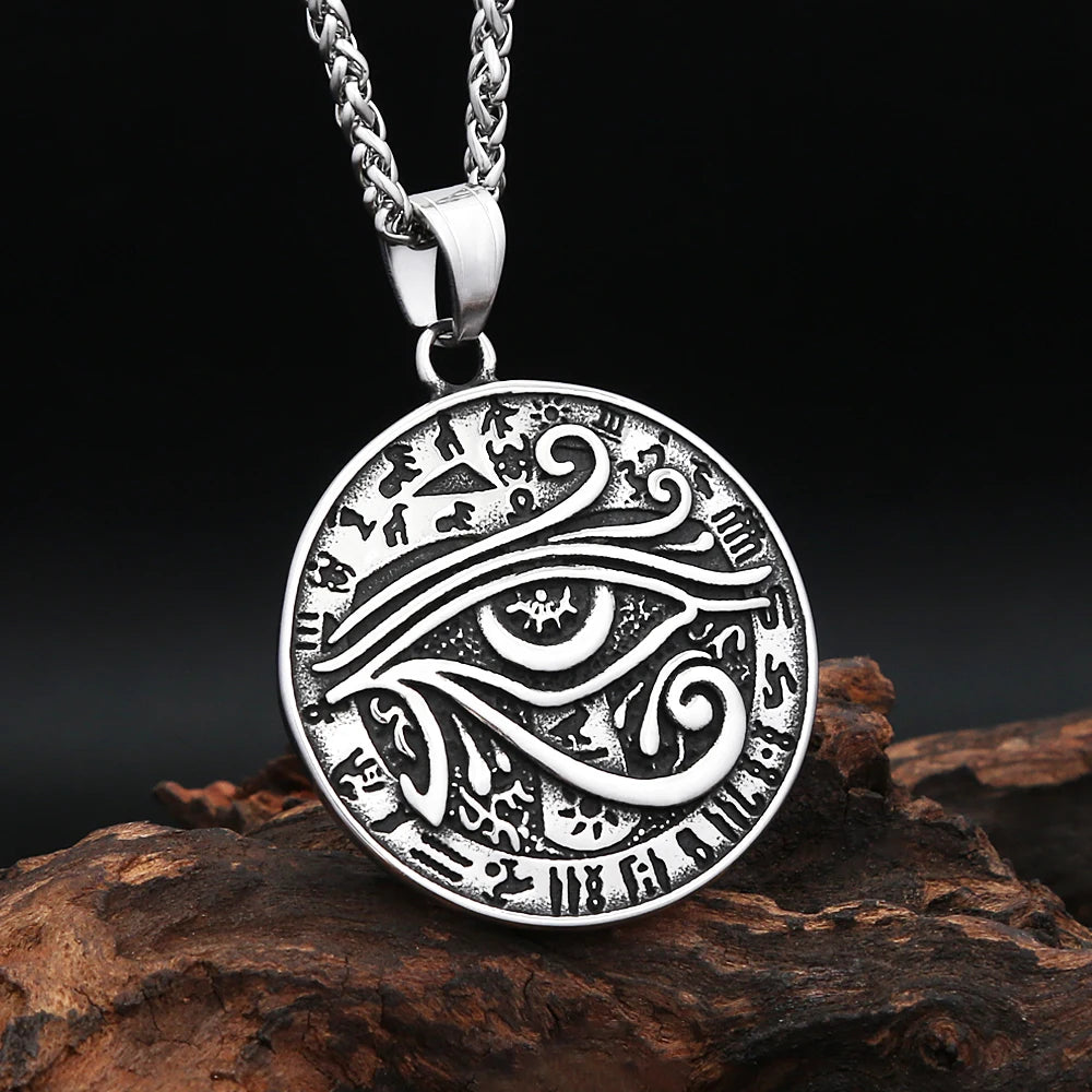 New Vintage Eye of Horus Pendant Necklace Stainless Steel Classic Egyptian Totem Necklaces For Men Boys Amulet Jewelry Wholesale