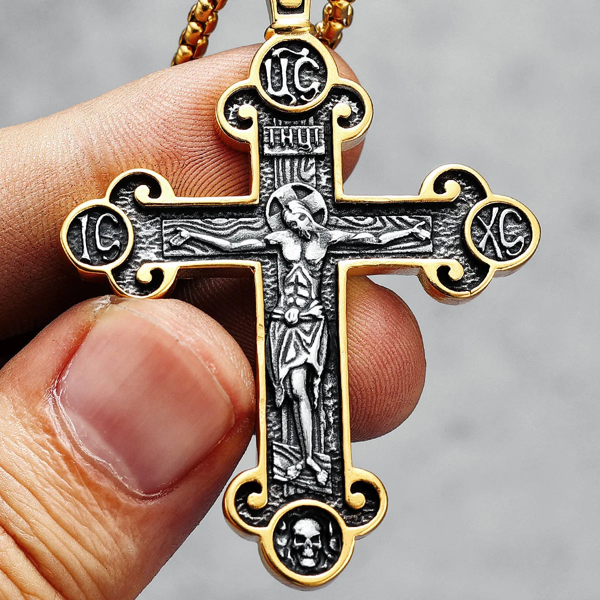 Jesus Cross Necklace 316L Stainless Steel Retro Friday Men Worship Pendant Chain Religion Belief Rock Punk for Male Jewelry Gift