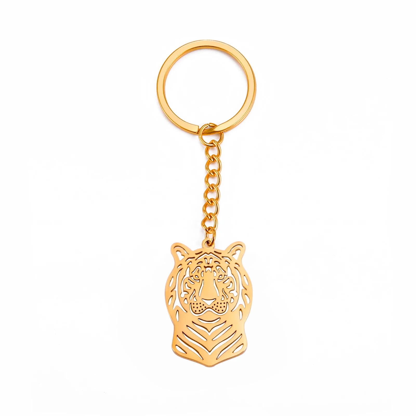 Dreamtimes 2023 Tiger Pendant Keychain Fashion Punk Stainless Steel Men's Animal Head Accessories Gift