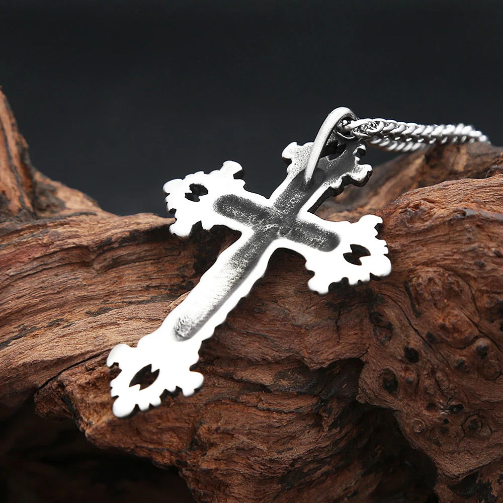 Gothic Punk Cross Skull Pendant Necklace 316L Stainless Steel Hip Hop Biker Cross Necklaces For Men Women Fashion Charm Jewelry