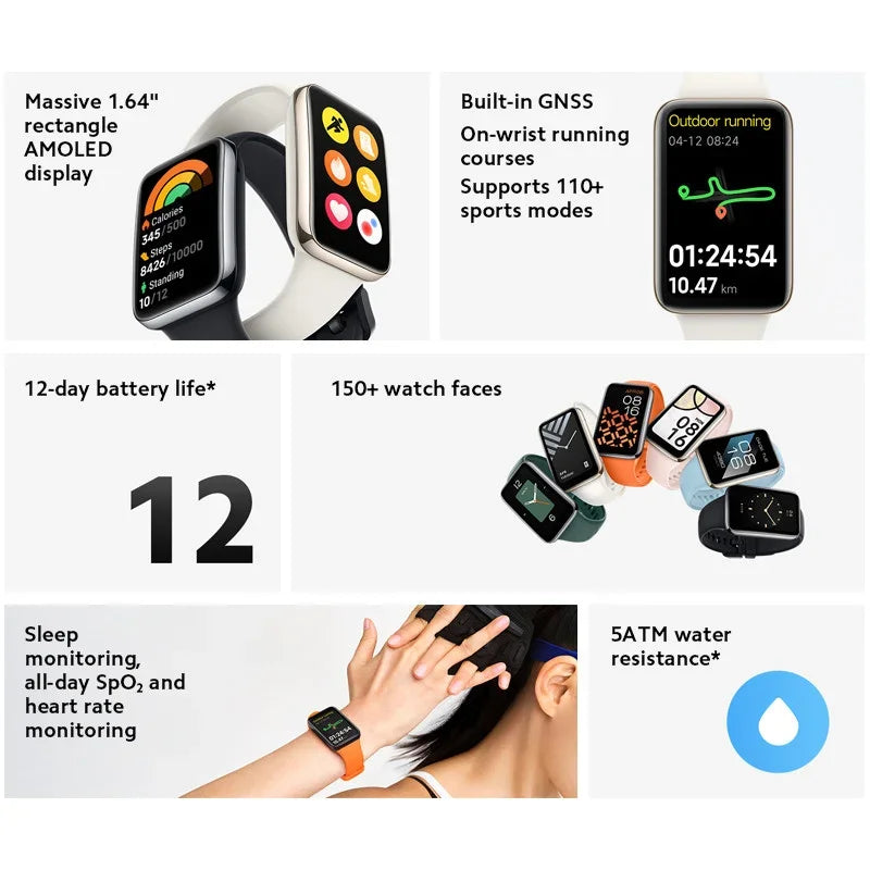 [Fast Delivery]Global Version Xiaomi Smart Band 7 Pro Bracelet 1.64" AMOLED Screen GPS Blood Oxygen Waterproof 12Days Battery