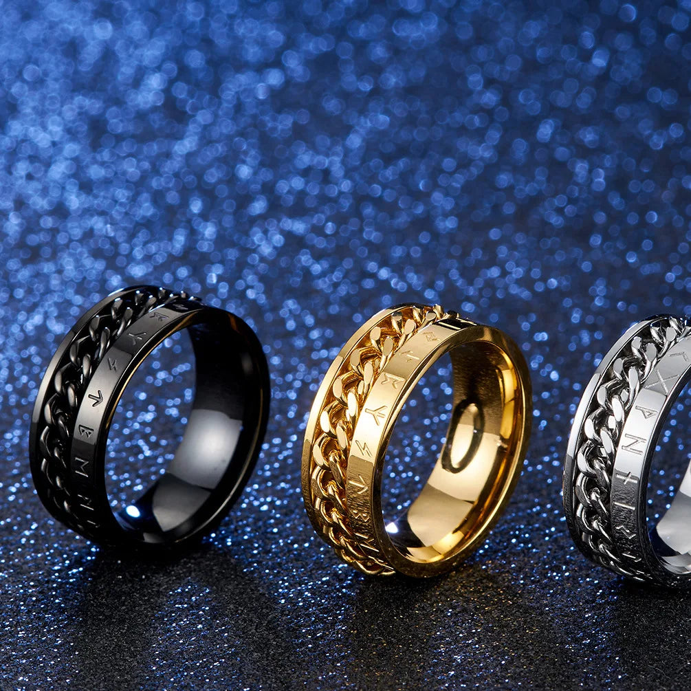 Roman Numerals Stainless Steel Rotating Anxiety Rings - Madeinsea©