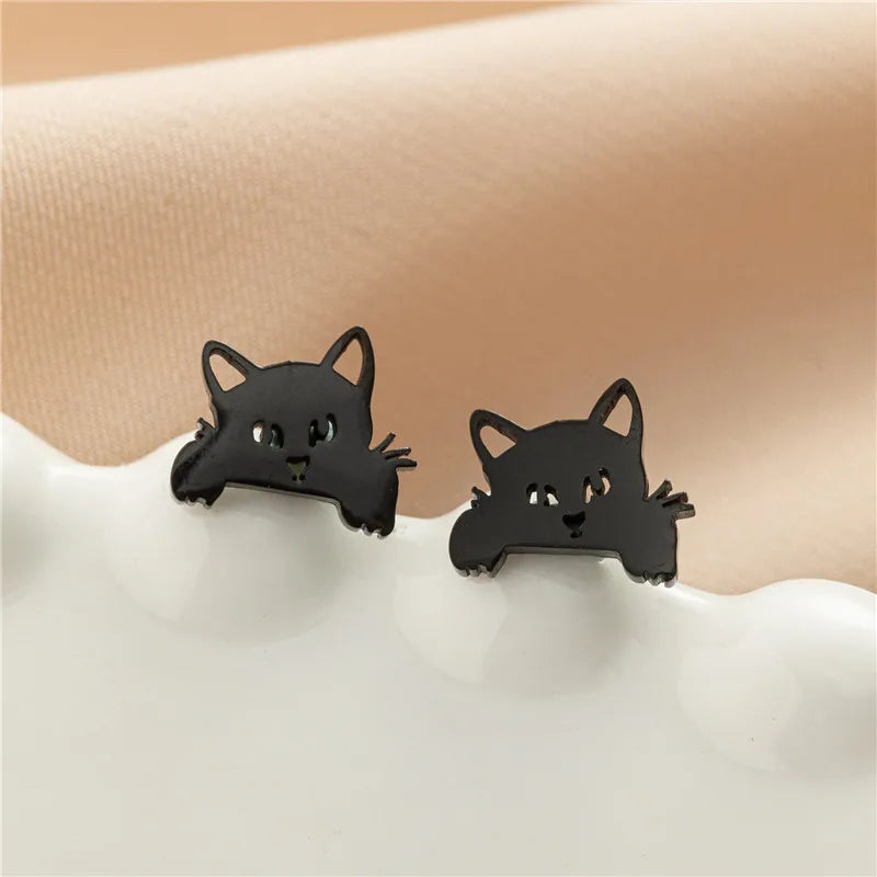 Lovely Small Cat Earrings Women Multiple Animal Stainless Steel Earings Fashion Jewelry Kitten Kitty Ear Studs Girls Gift