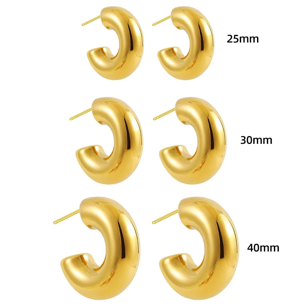 Extra Large Chunky Hoop Earrings for Women Gold Plated Stainless Steel Tube Thick Hoops Lightweight Jewelry Gifts 25/30/40mm