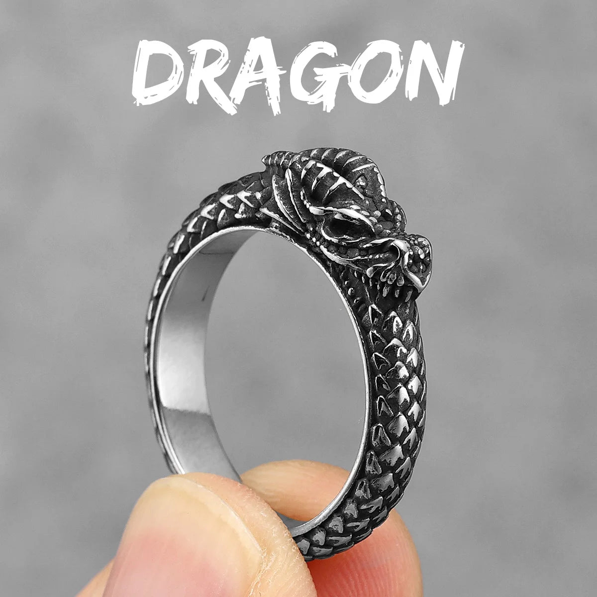 Ouroboros Ring 316L Stainless Steel Men Rings Snake Punk Rock for Male Rider Jewelry Halloween Creativity Xmas Gift Wholesale