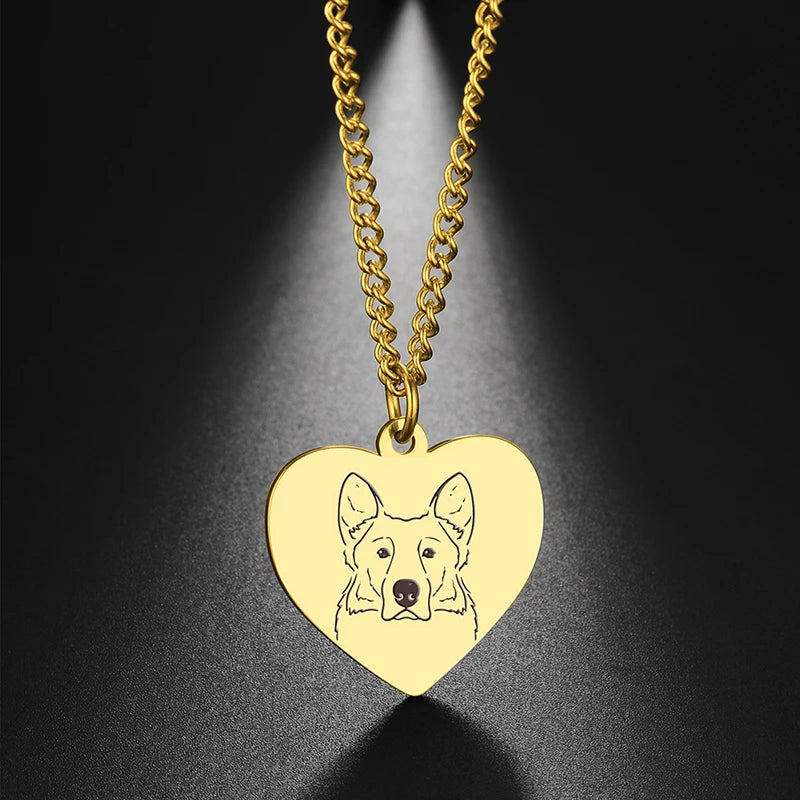 Dreamtimes Cute Pets Dogs Animal Lovely Spotted Dog Heart Pendant Handmade Bulldog Necklace For Women Men Jewelry Accessories