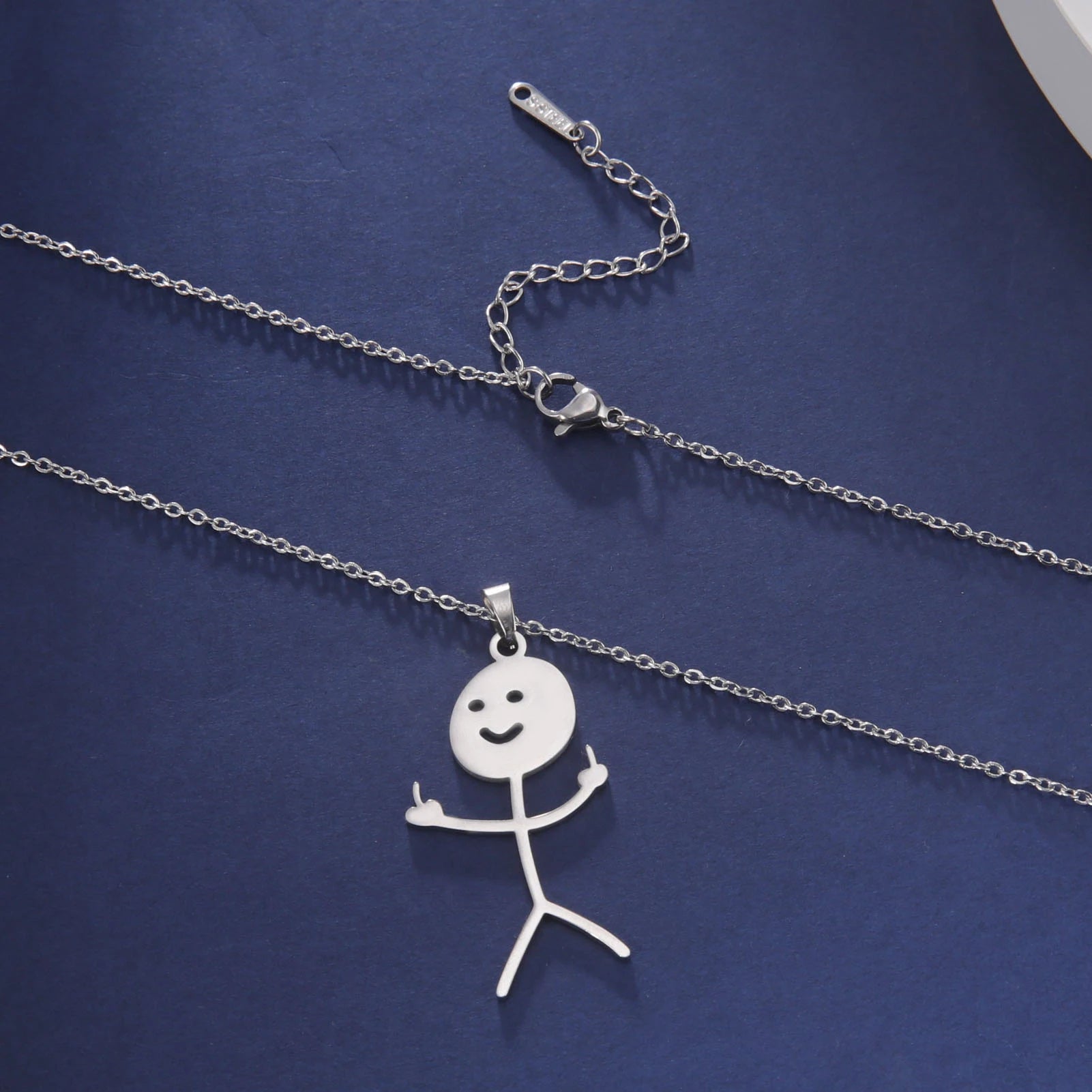 Dreamtimes Fashion Hip Hop Fxck You Funny Doodle Pendant Necklace For Man Woman Stickman Middle Finger Rock Punk Necklace Party