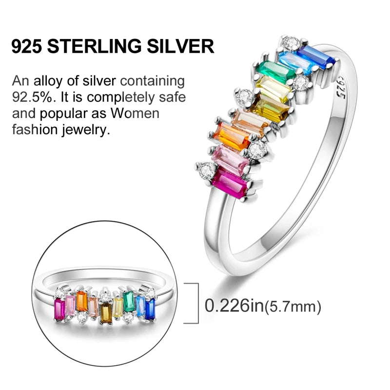 New 925 Sterling Silver Rings Simple Sparkling Stackable Original Rings For Women Anniversary Engagement Love Jewelry Gift