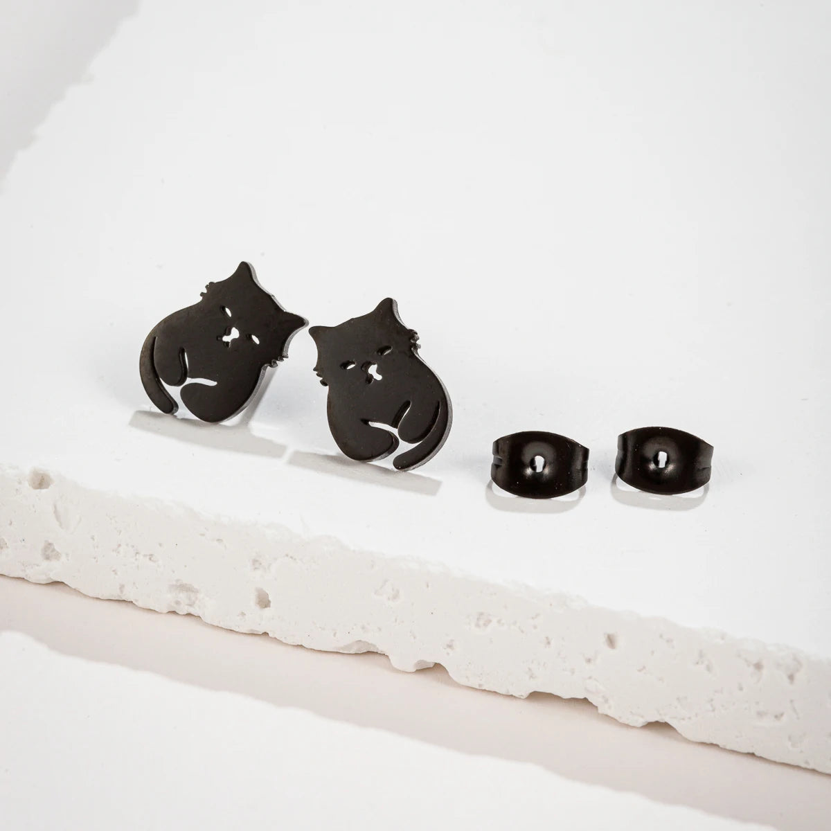 1 Pair Dainty Cat Stud Earrings Stainless Steel Chic Animal Pet Cat Earrings Cute Women Fashion Accessories