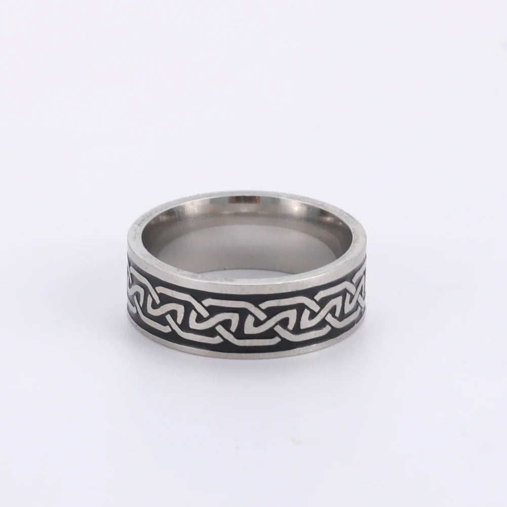 Fashion 8mm Men Rings Stainless Steel Celtic Knot Ring Rope Winding Finger Ring Men Wedding Band Jewelry Gifts Free shipping