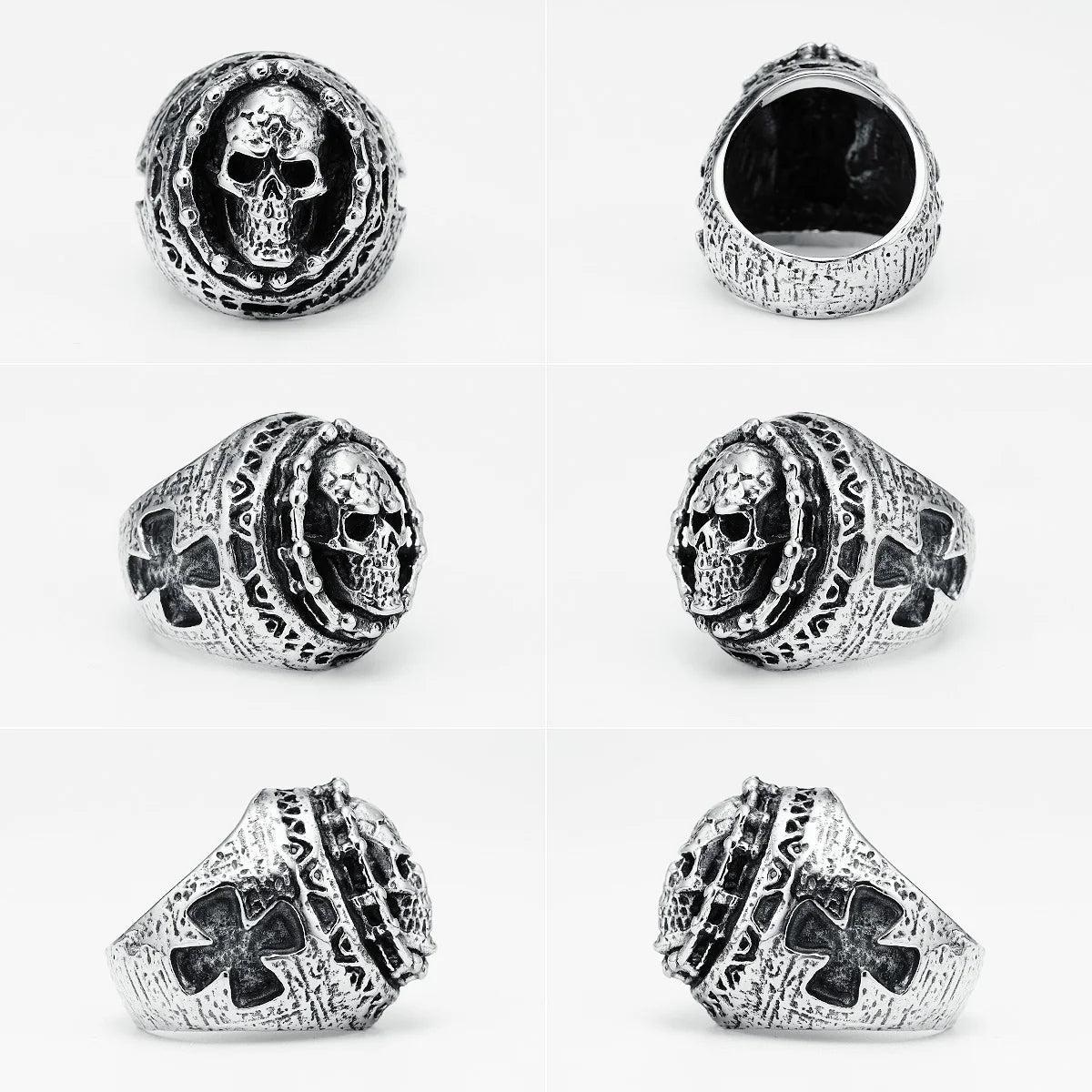 Ghost Rider Men Rings 316L Stainless Steel Retro Punk Skull Rock Party for Biker Male Boyfriend Jewelry Best Gift Dropshipping