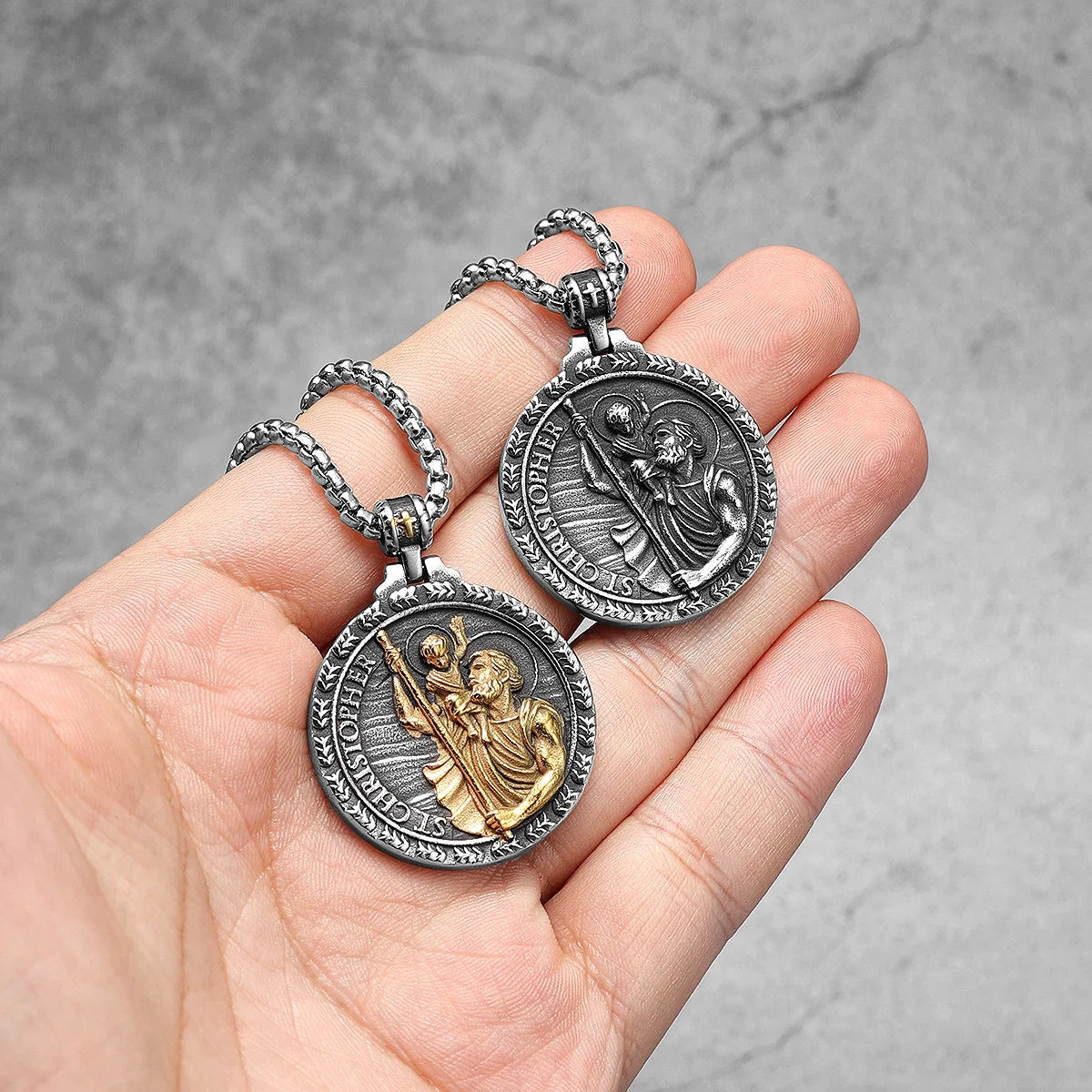 St Christopher Männer Halskette 316L Edelstahl Anhänger Reisenden Kette Amulett Vintage für Männer Schmuck Weihnachtsgeschenk Dropshipping