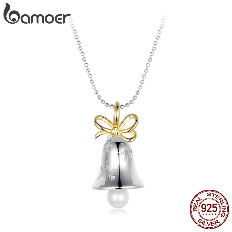 Collier en forme de flocon de neige plaqué or blanc BAMOER, collier en argent sterling 925 de haute qualité pour femme, design unique, cadeau de Noël