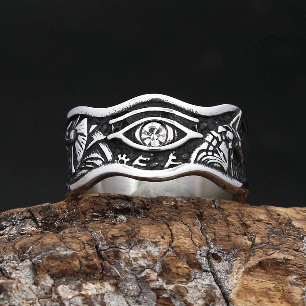 New Gothic Vintage Domineering Devils Eye Rings For Men Boys 316L Stainless Steel Fashion Opening Amulet Ring Biker Jewelry Gift