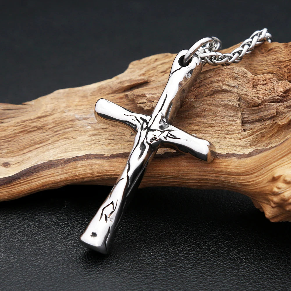 New Unique Stainless Steel Cross Pendant Necklaces For Men Women Punk Hip Hop Simple Cross Necklace Fashion Jewelry Dropshipping