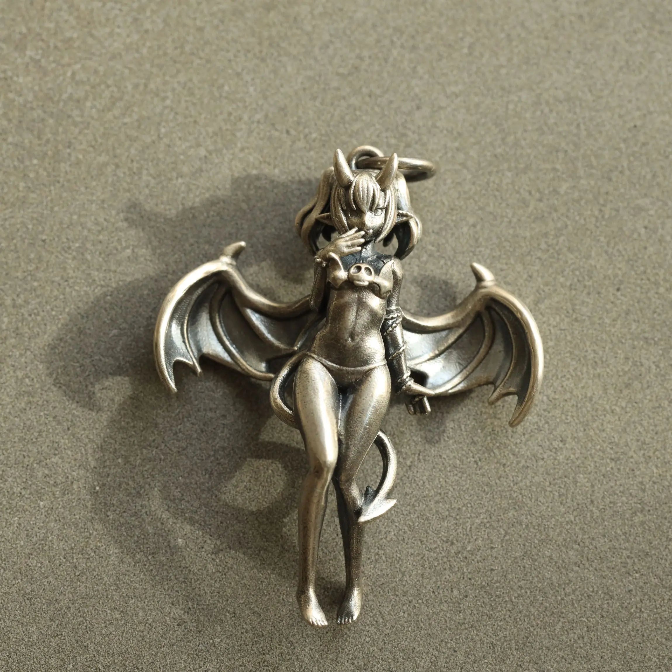 Exquisite Retro Sexy Devil Bat Girl Pendant Necklace for Men and Women Gothic Hip Hop Trend Cosplay Punk Jewelry