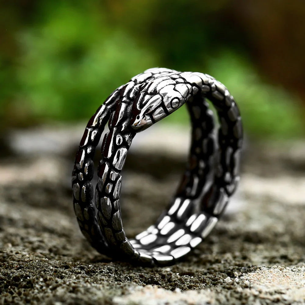 New Design 316L Stainless Steel Snake Ring For Men Women Punk Cool Animal Rings Biker Fashion Amulet Jewelry Gift Dropshipping