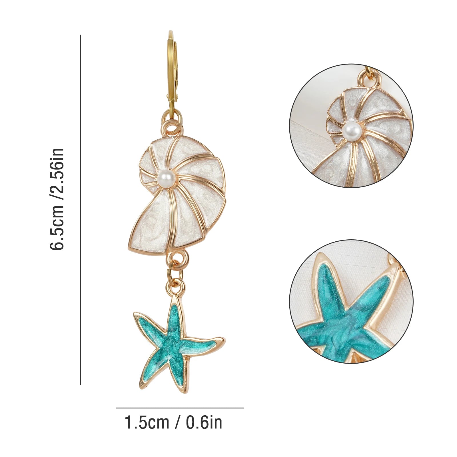 Makersland Starfish Boho Earrings for Women Fashion Jewelry Wholesale Luxury Imitation Pearl Stainless Earrings Women Jewellery