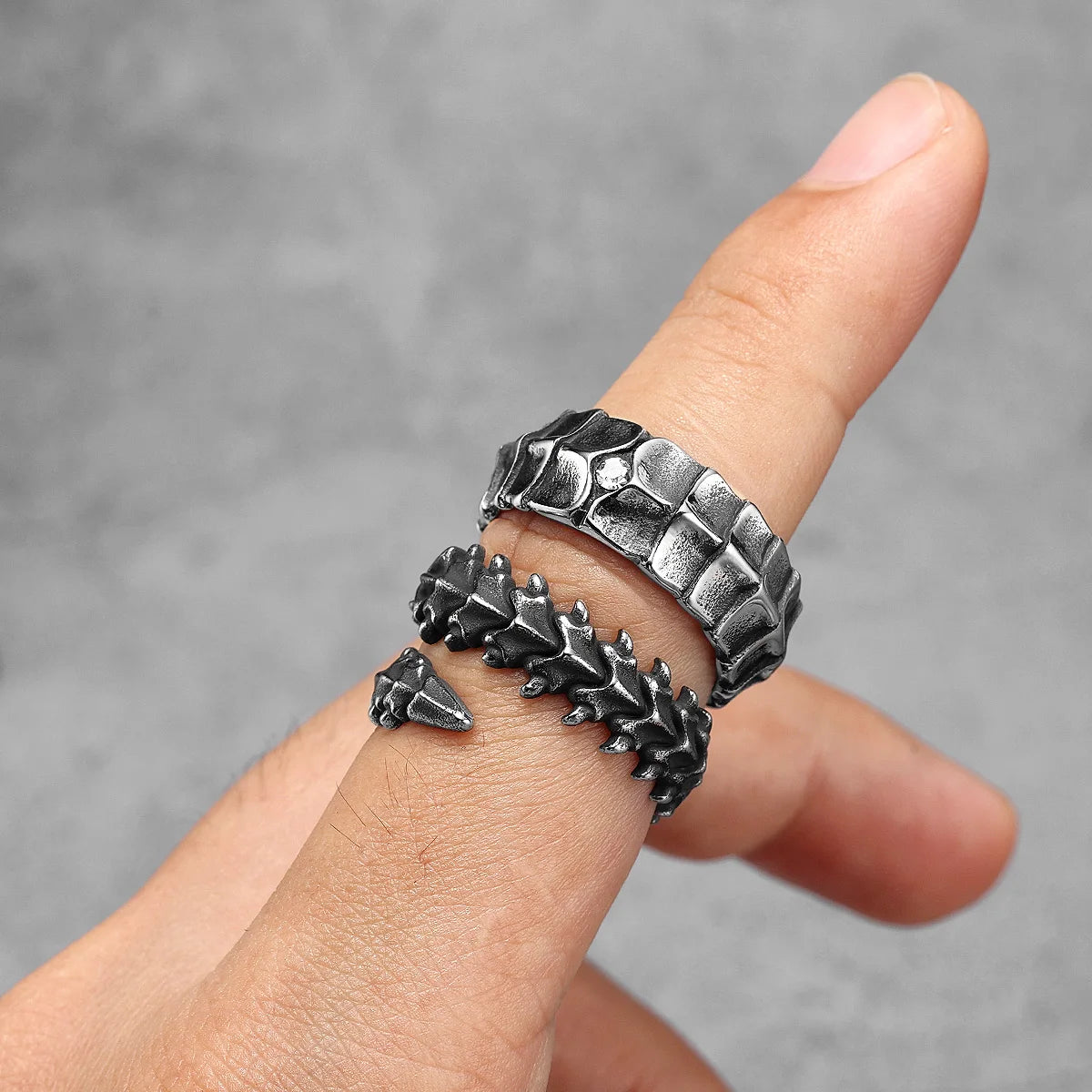 Eivil Dragon Scales Ring 316L Stainless Steel Men Rings Punk Rock for Raper Biker Male Jewelry Xmas Creativity Gift Dropshipping