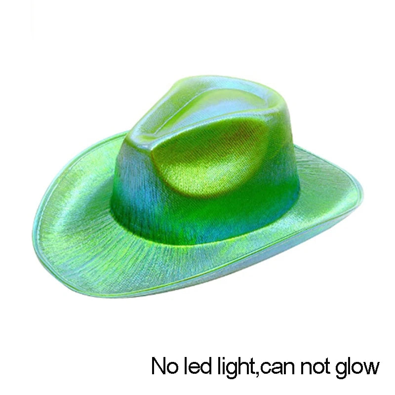 New Arrival Pearlescent Cowboy Hat Dance Costume Decorate Glowing Cowgirl Cap Glowing For Neon NightClub