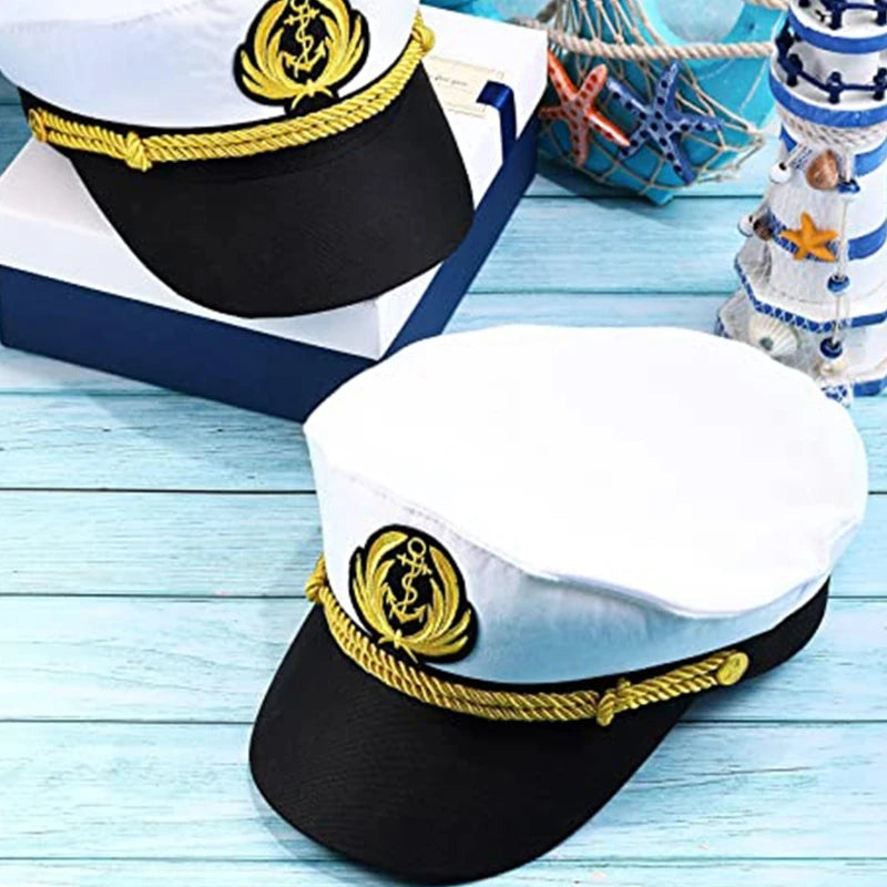 652F Chapeau de marine de la marine Chapeau de capitaine de yacht Costume de capitaine de marin Casquette de marin pour hommes Bonnet Chapeau d'amiral de la marine de la marine Robe formelle