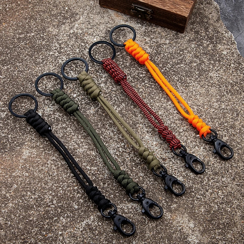 MKENDN Outdoor Rock Climbing Paracord Snake Knot Keychain Camping Rescue Emergency Rope Double Buckle Key Chains Handmade Gifts