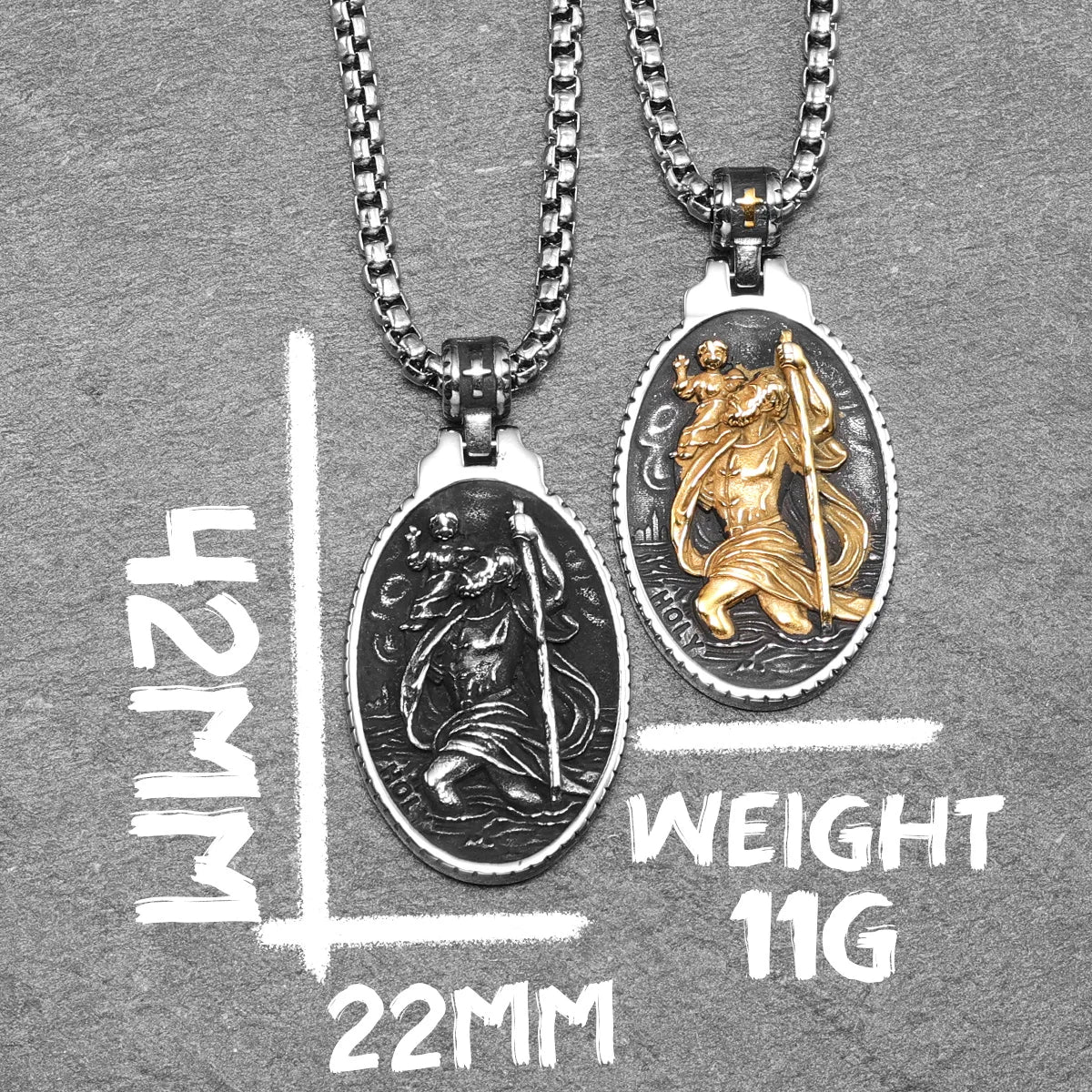 St Christopher Men Necklace 316L Stainless Steel Chain Pendant Traveler Amulet Prayer Hip Hop for Male Jewelry Gift Dropshipping