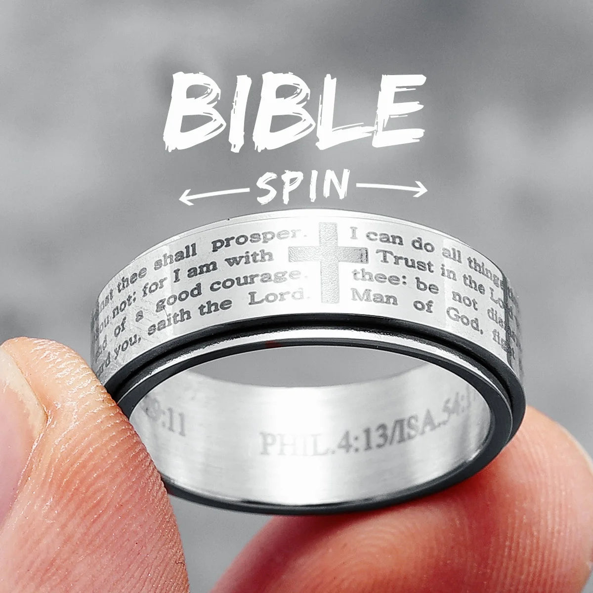 Bague Bible simple en acier inoxydable 316L pour hommes et femmes, bague rotative de qualité supérieure, tendance pour bijoux, meilleur cadeau spécial en gros