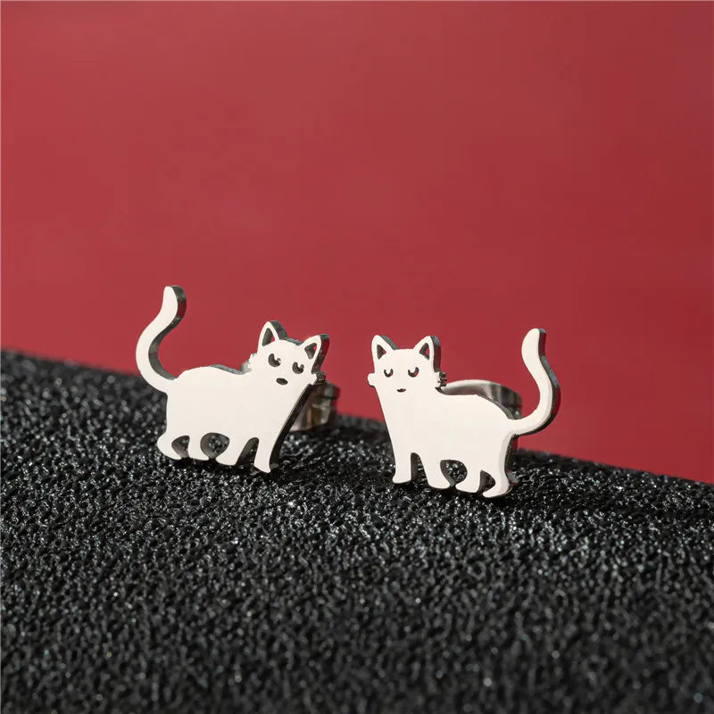 Lovely Small Cat Earrings Women Multiple Animal Stainless Steel Earings Fashion Jewelry Kitten Kitty Ear Studs Girls Gift