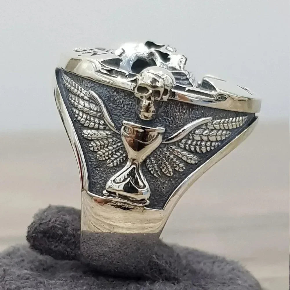 Silber Farbe Weiblichen Ring Memento Mori Schädel Kopf Ring Männer Ring Schmuck Zubehör Anillo Acero Inoxidable Mujer Кольцо Женское