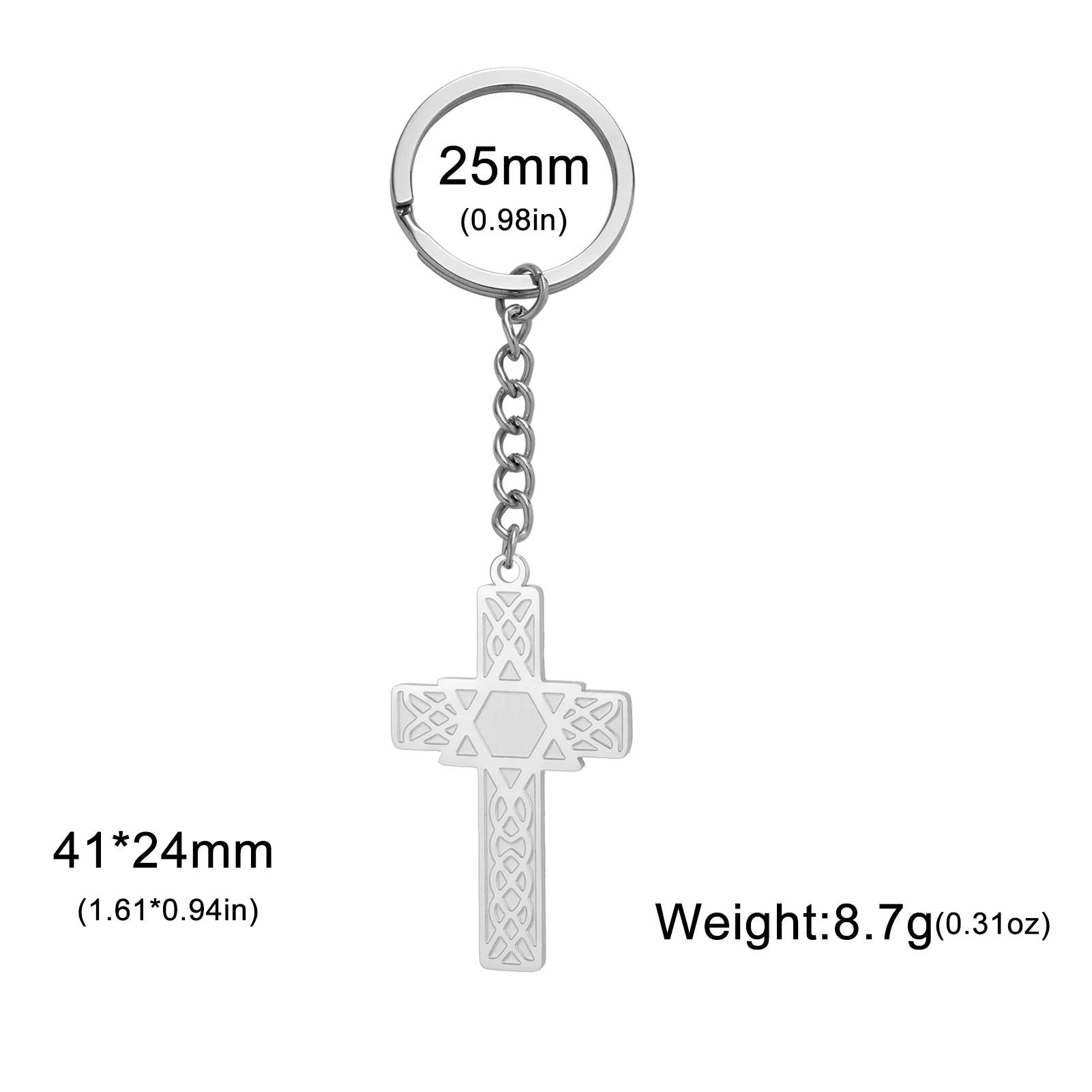 Porte-clés Dreamtimes Croix Étoile de David pour Femmes Hommes Pendentif Corrosion Bijoux en Acier Inoxydable Cadeau